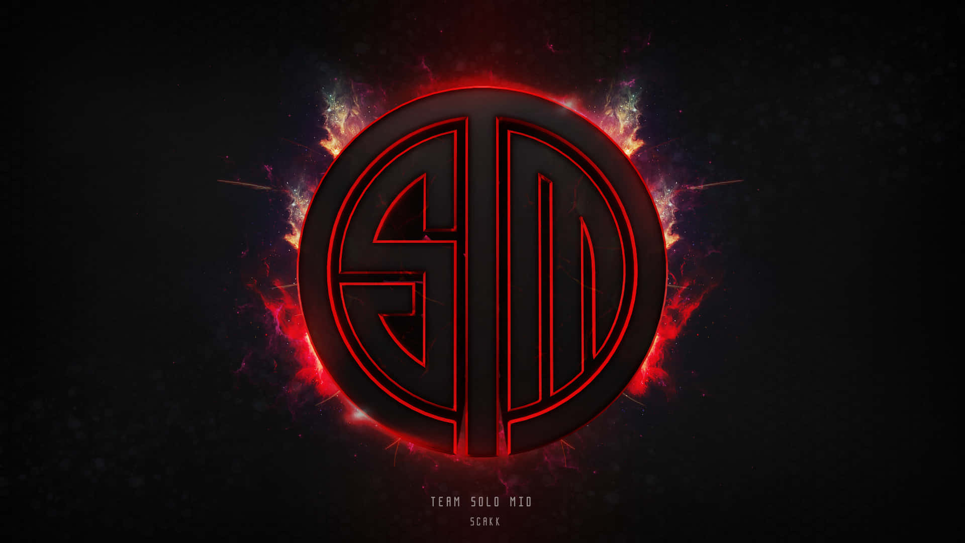 TSM, Black Red Fire, glowing red circular logo, Full HD Desktop Wallpaper
