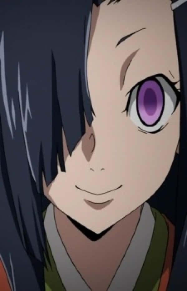 Tsubaki Kasugano, dark hair, striking purple eyes, SD Phone Wallpaper