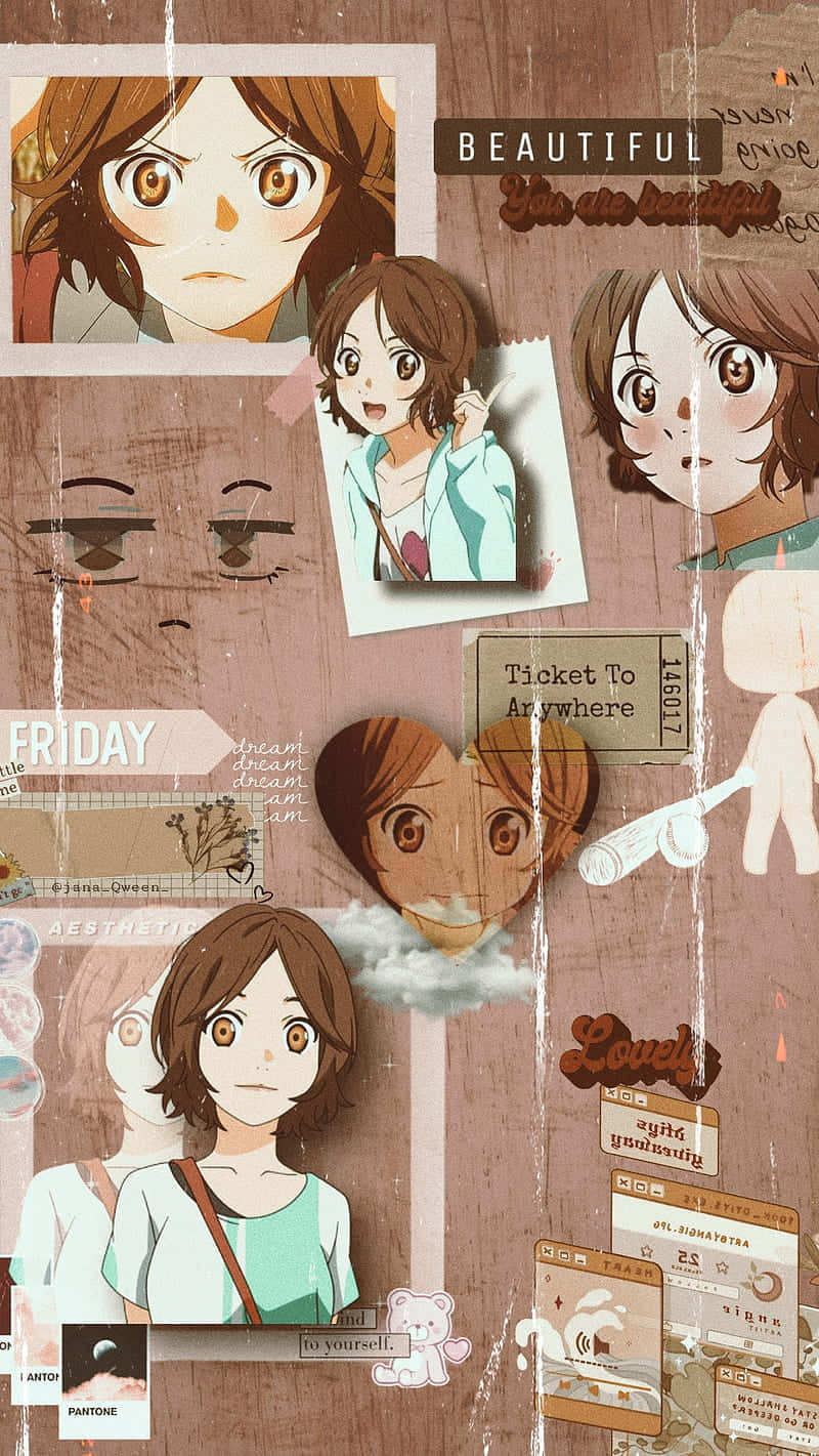 Tsubaki Sawabe, collage art, anime girl portraits, HD Phone Wallpaper