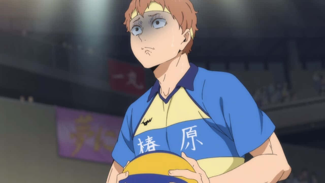 Tsubakihara, blue and yellow uniform, bright arena lights, HD Desktop Wallpaper