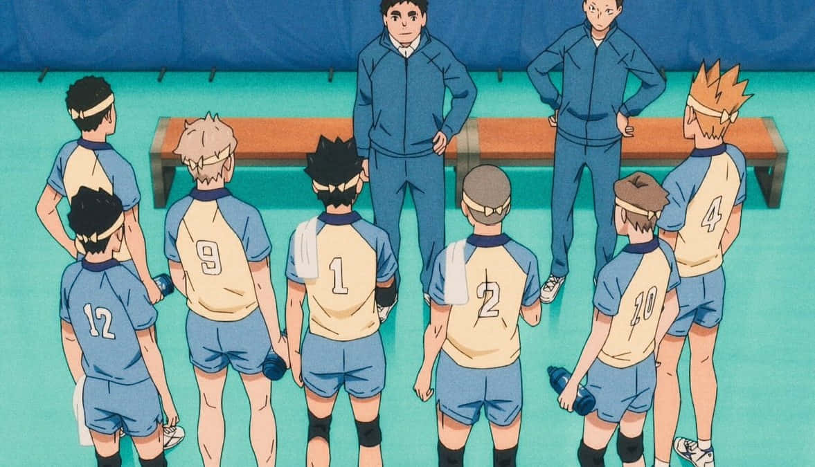 Tsubakihara, teal court, blue and beige uniforms, SD Desktop Wallpaper