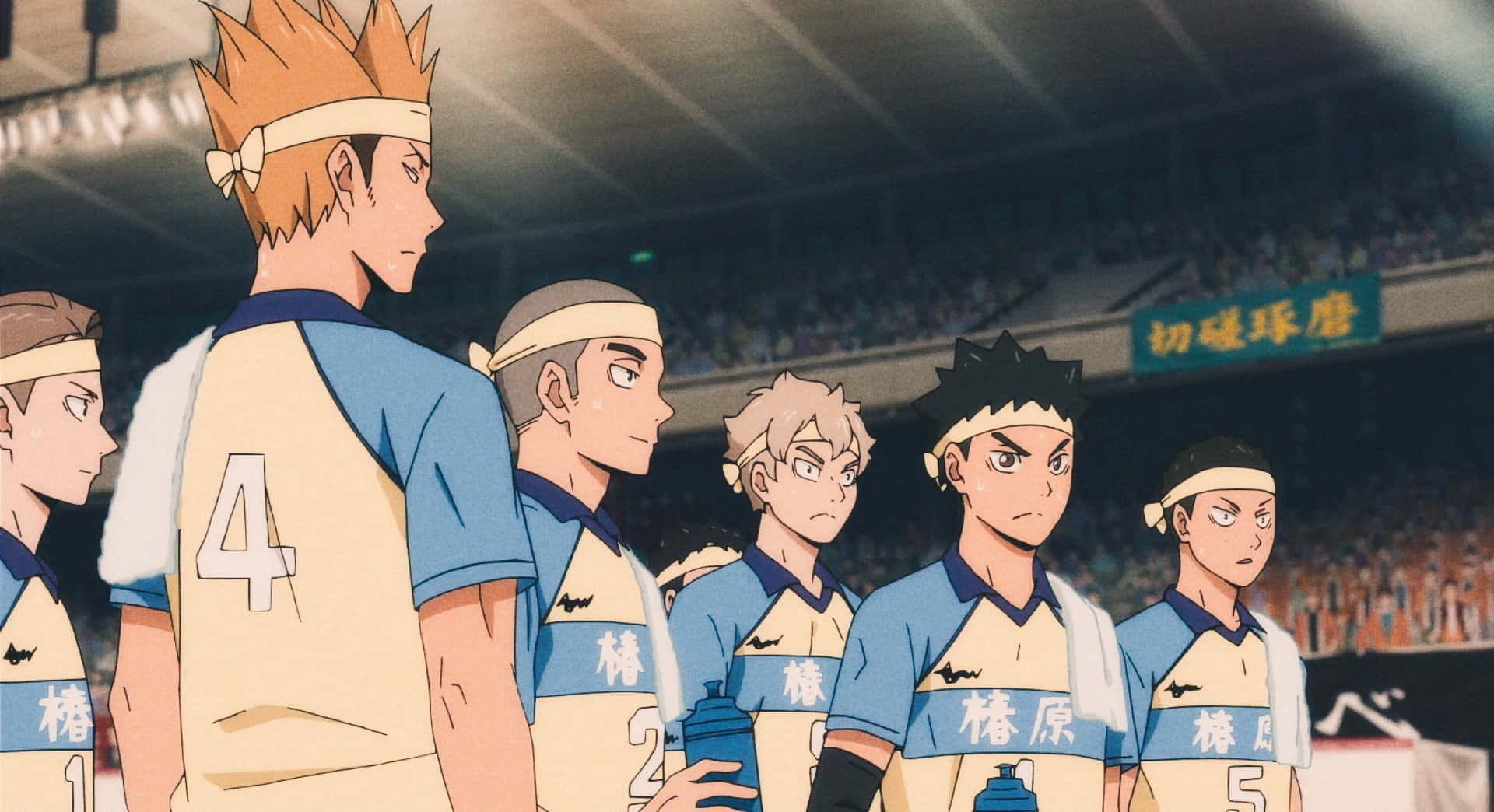 Tsubakihara, anime volleyball team, arena lights, Full HD Desktop Wallpaper