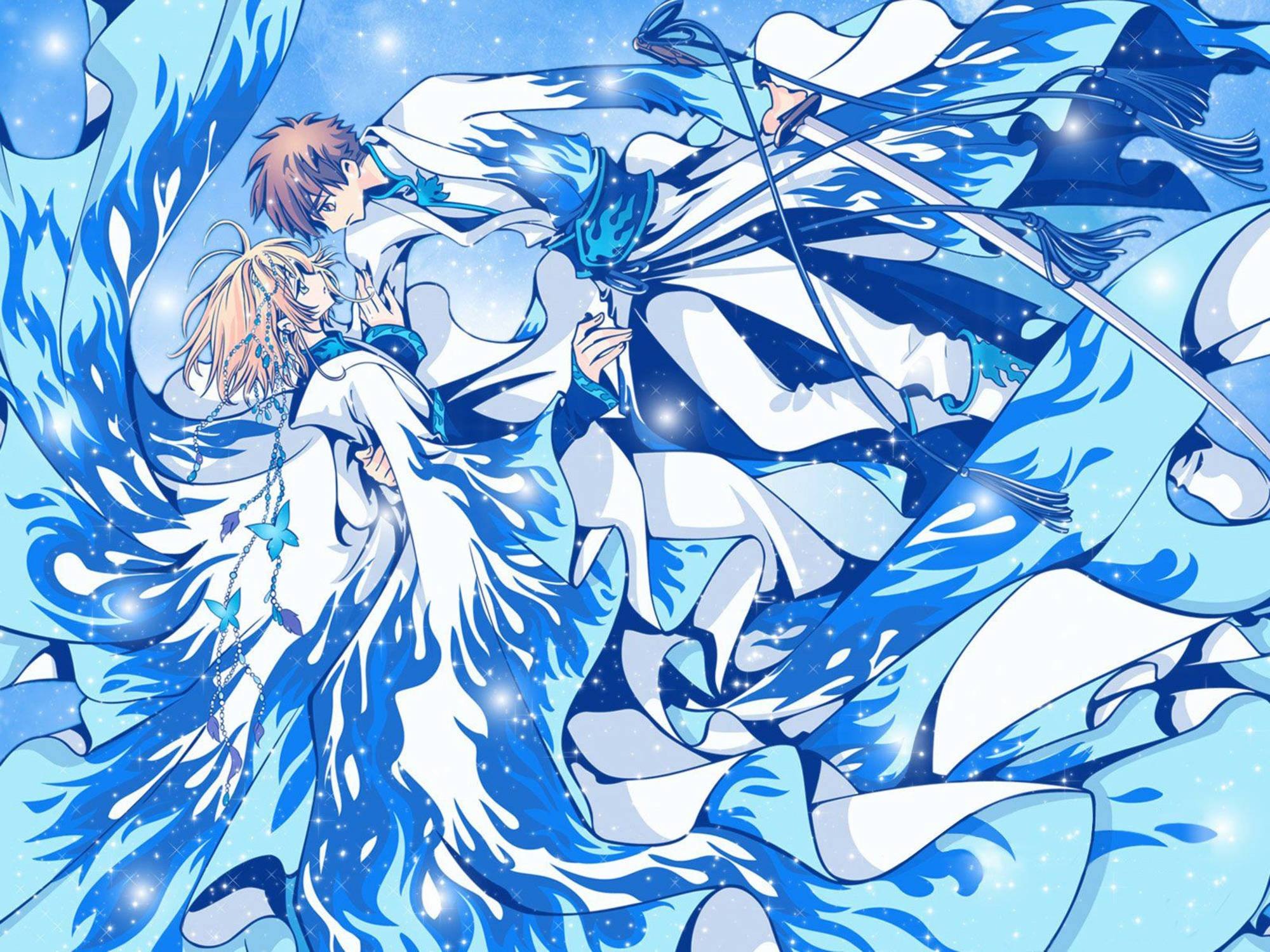 Fiery Blue Tsubasa Reservoir Chronicle, Tsubasa Reservoir Chronicle, blue energy, Full HD Desktop Wallpaper