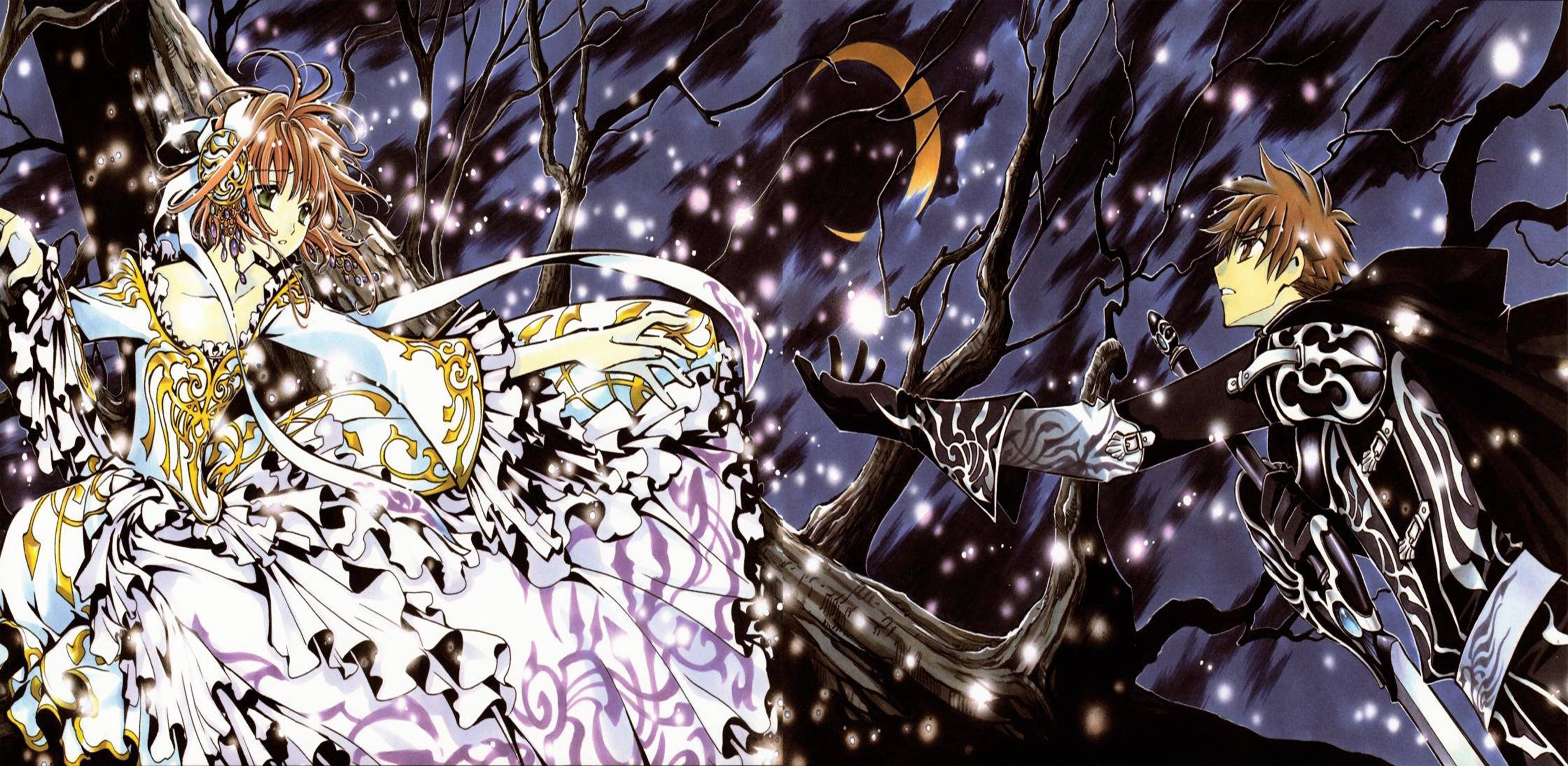 Tsubasa Reservoir Chronicle, separation, starry moonlit forest, 4K Desktop Wallpaper