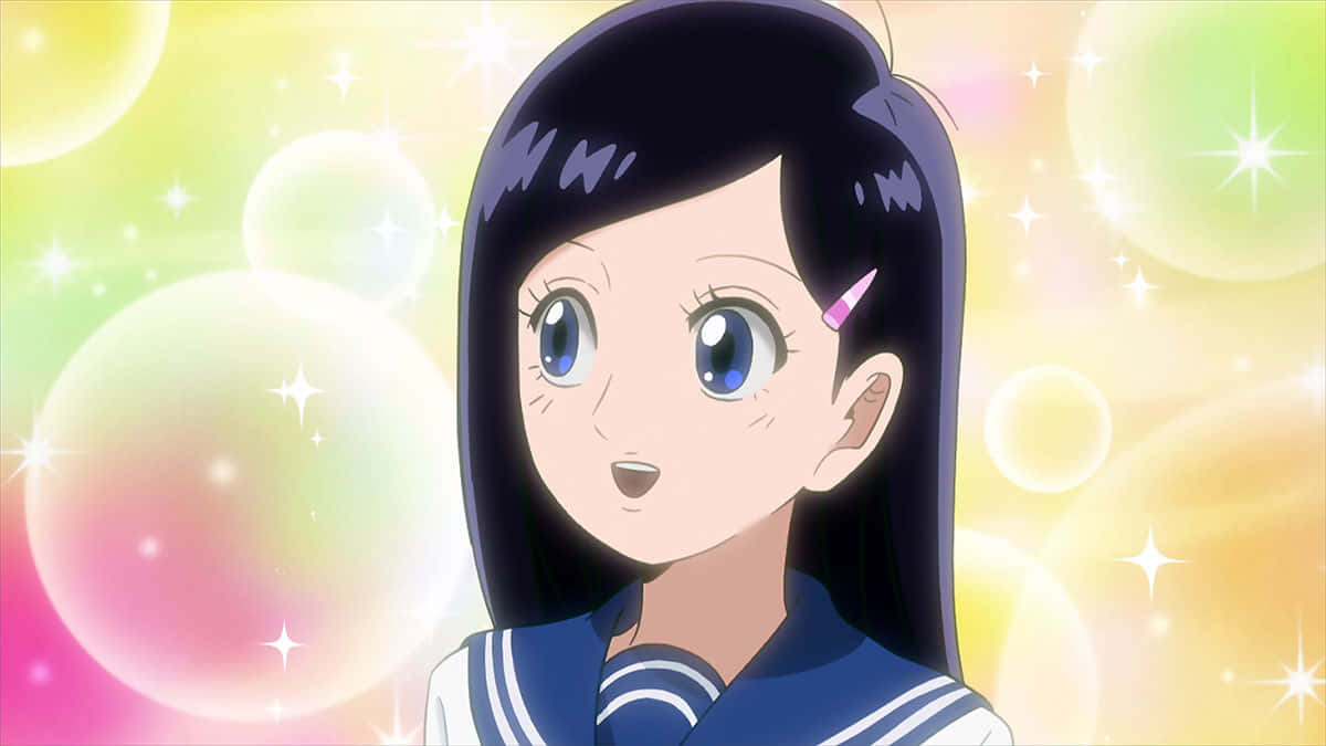 Tsubomi Takane, sailor uniform, sparkling rainbow bubble background, SD Desktop Wallpaper