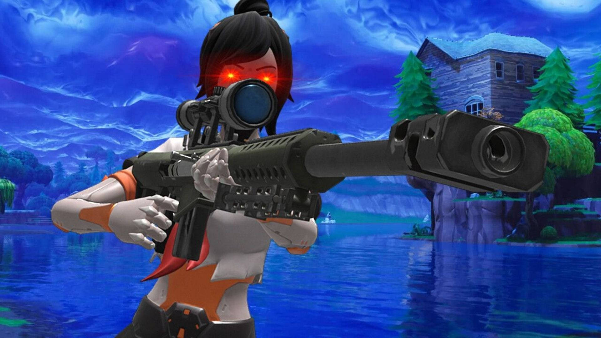 Tsuki, Fortnite, high-caliber rifle, Full HD Desktop Wallpaper
