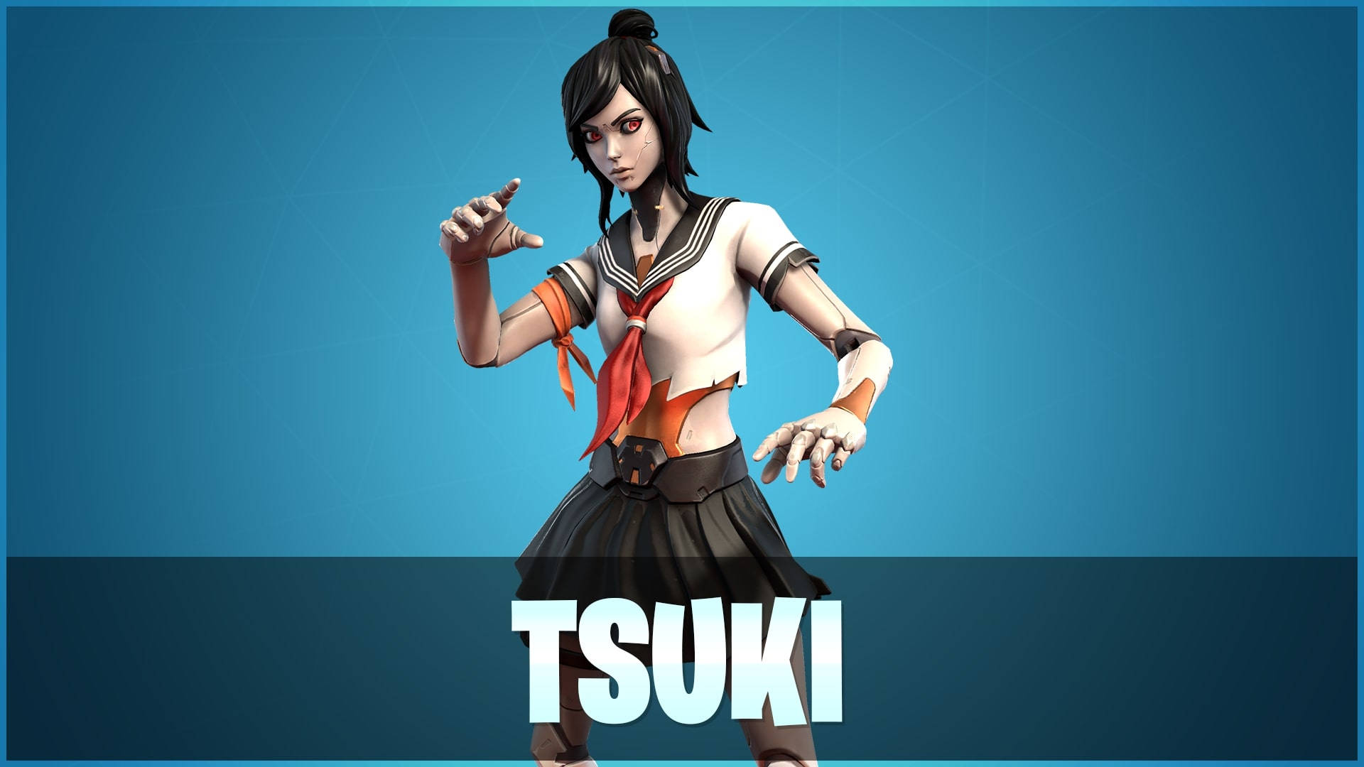 Tsuki fortnite, anime girl, torn sailor outfit, Full HD Desktop Wallpaper