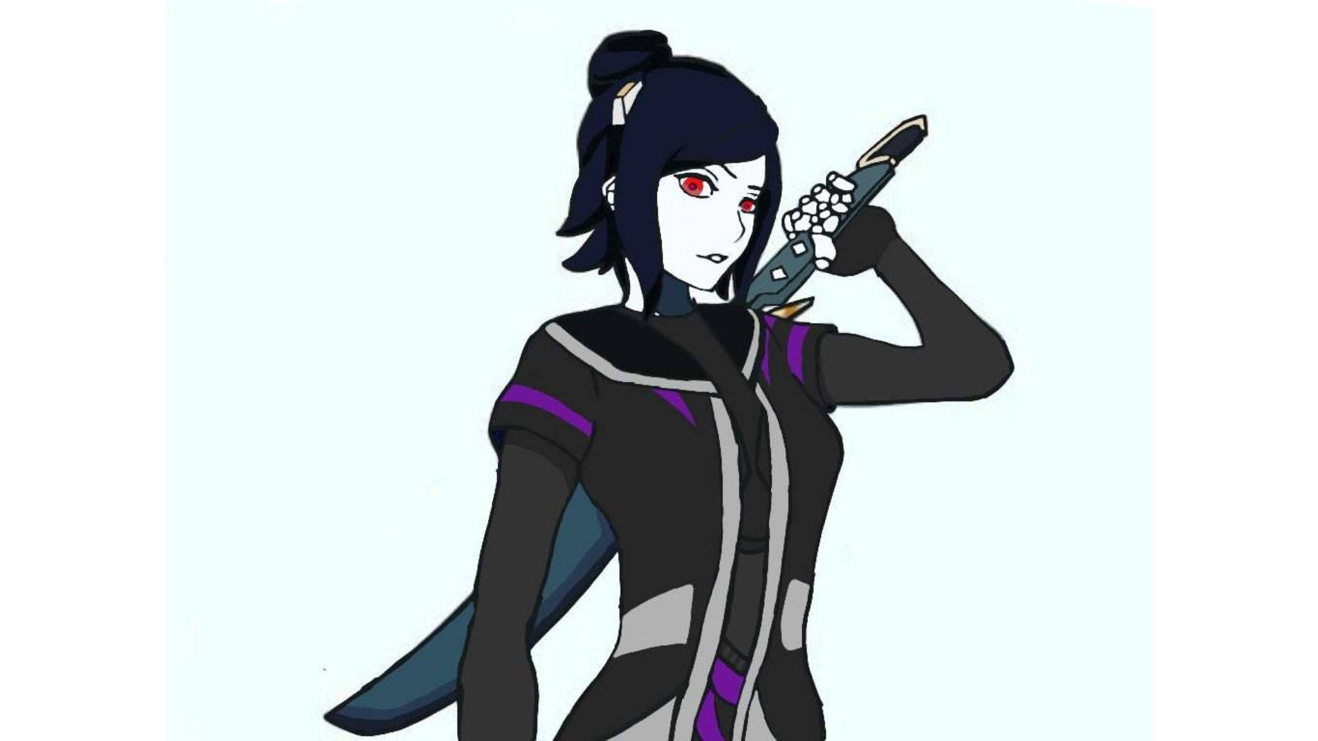 Tsuki Fortnite, anime warrior, dark hair, Full HD Desktop Wallpaper