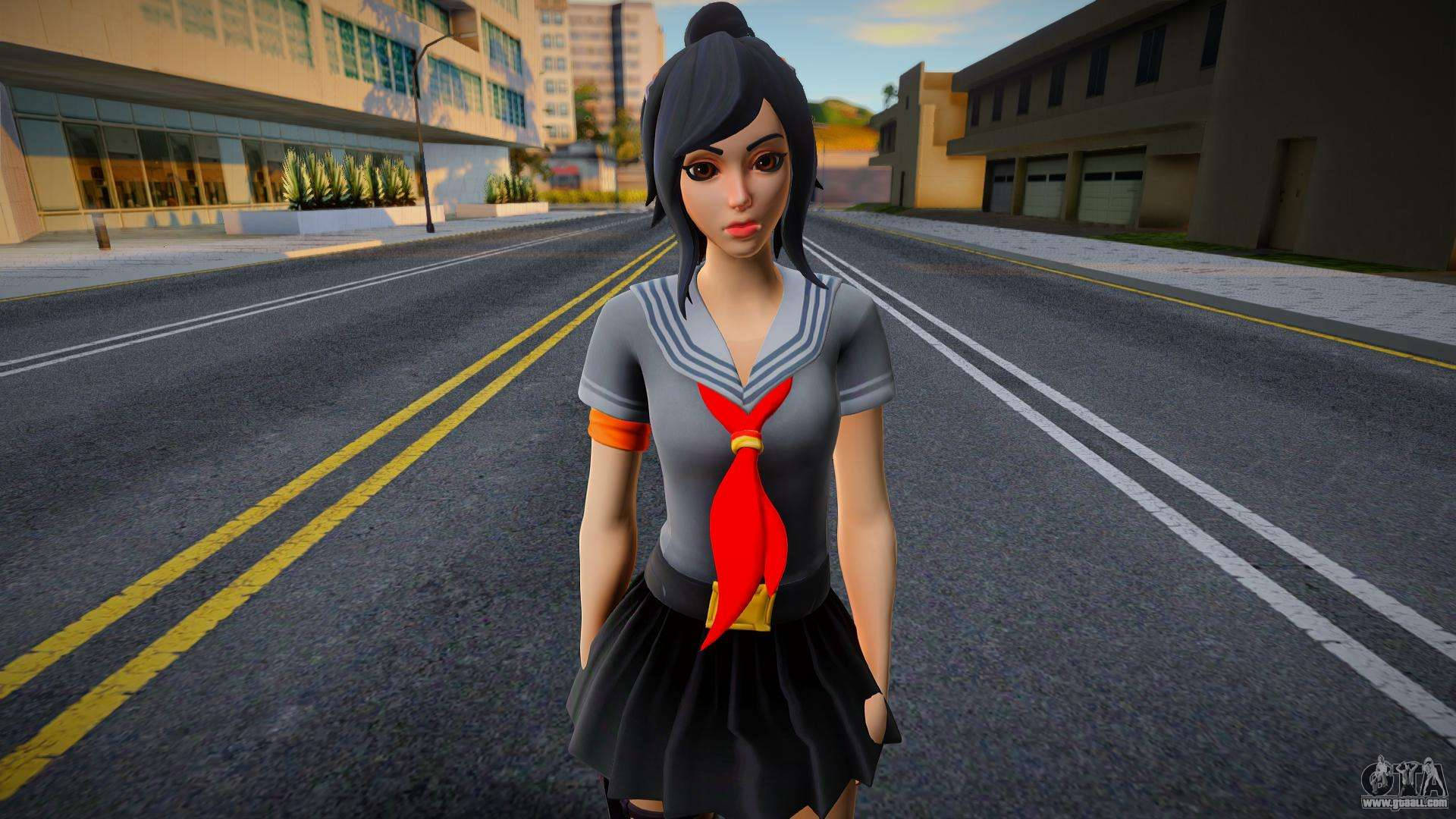 Tsuki fortnite, anime girl, sailor uniform, Full HD Desktop Wallpaper