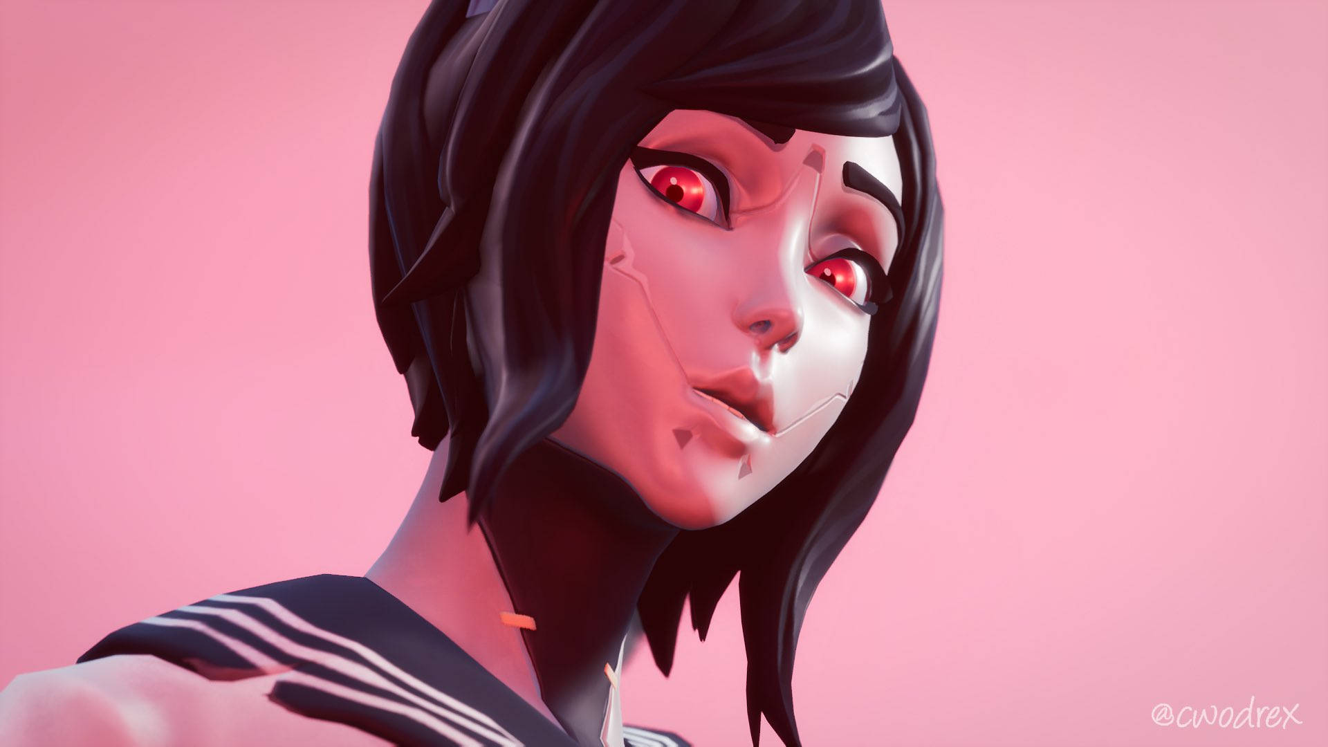 Tsuki fortnite, anime girl, glowing red eyes, Full HD Desktop Wallpaper