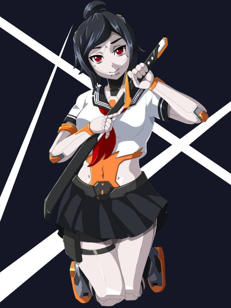 Tsuki Fortnite, anime girl, modified school uniform, SD Phone Wallpaper