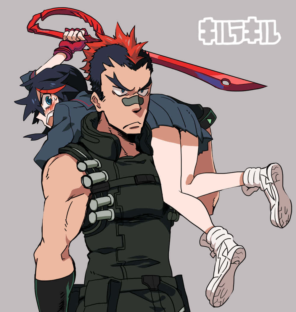 Tsumugu Kinagase, red mohawk, eye patch, SD Phone Wallpaper