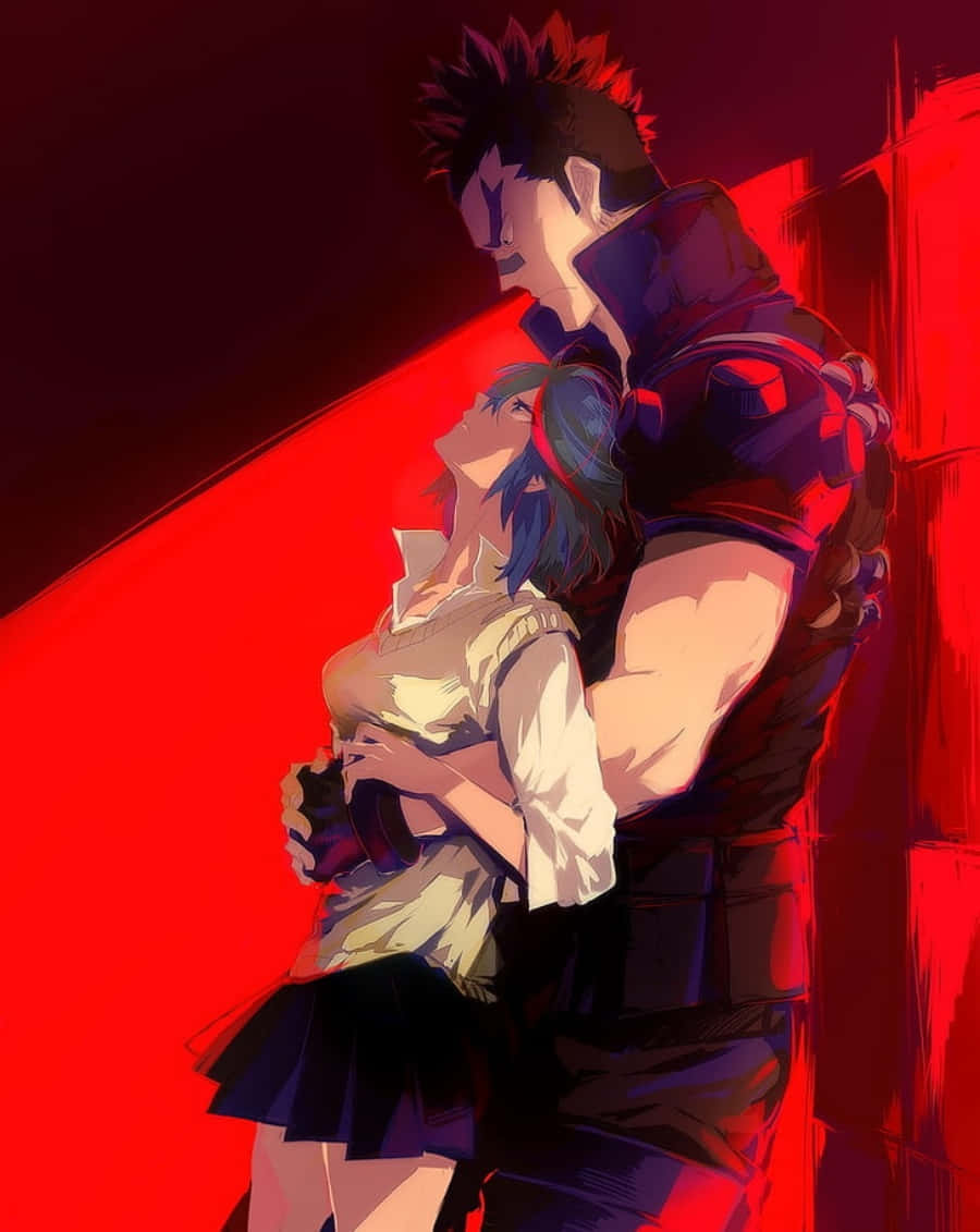 Tsumugu Kinagase, intense red lighting, sharp shadows, SD Phone Wallpaper