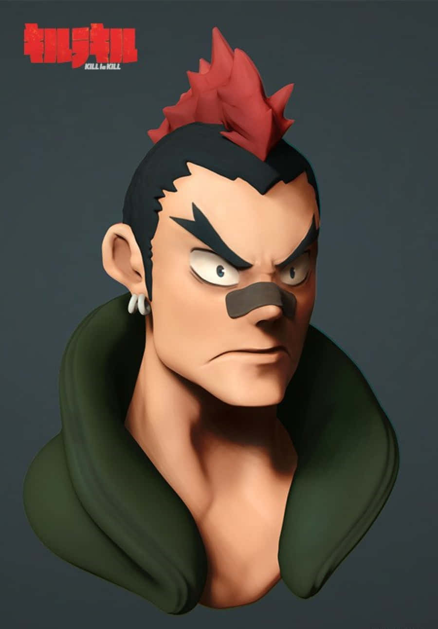 Tsumugu Kinagase, red mohawk, black eye patch, HD Phone Wallpaper
