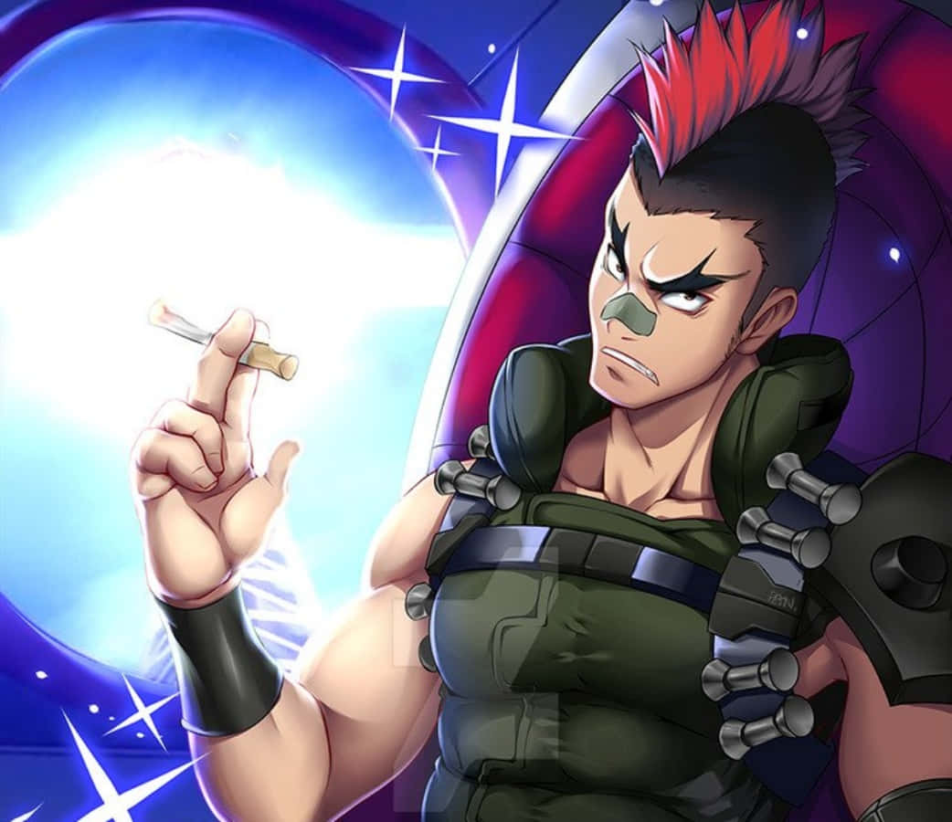 Tsumugu Kinagase, red mohawk, green armor, SD Desktop Wallpaper