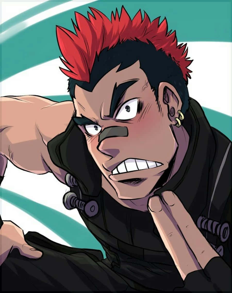 Tsumugu Kinagase, red spiky hair, angry expression, SD Phone Wallpaper