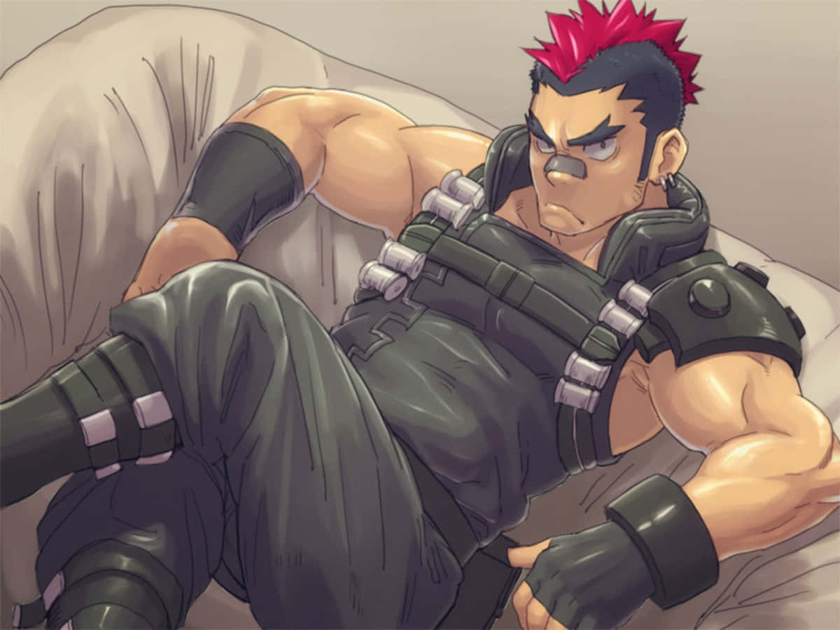 Tsumugu Kinagase, red mohawk, black gear, SD Desktop Wallpaper