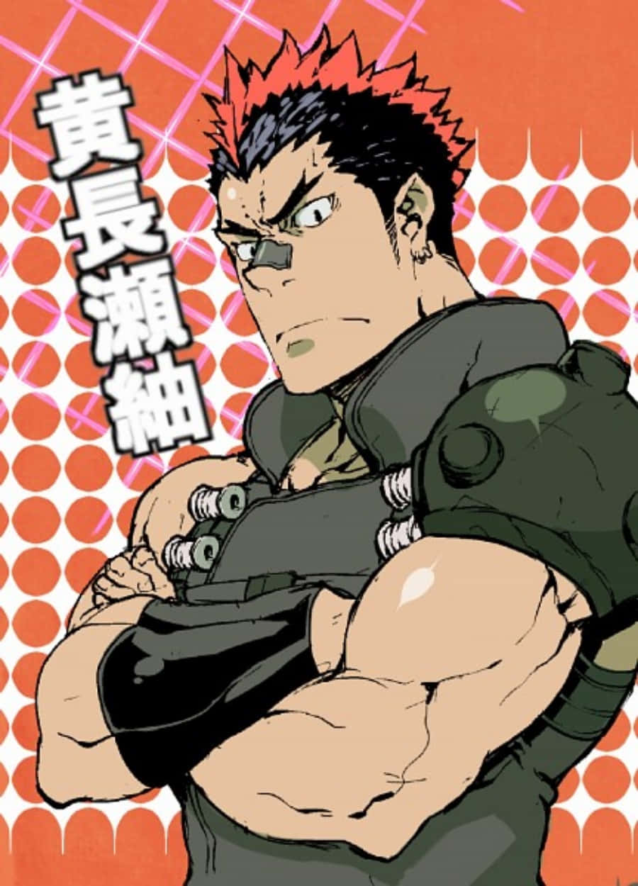 Tsumugu Kinagase, spiky red and black hair, cybernetic arm, SD Phone Wallpaper
