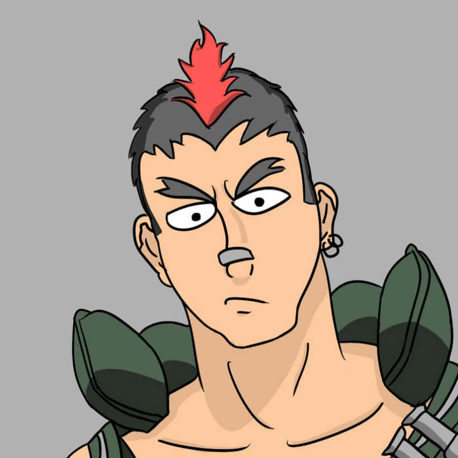 Tsumugu Kinagase, red mohawk, angry eyes, SD Desktop Wallpaper