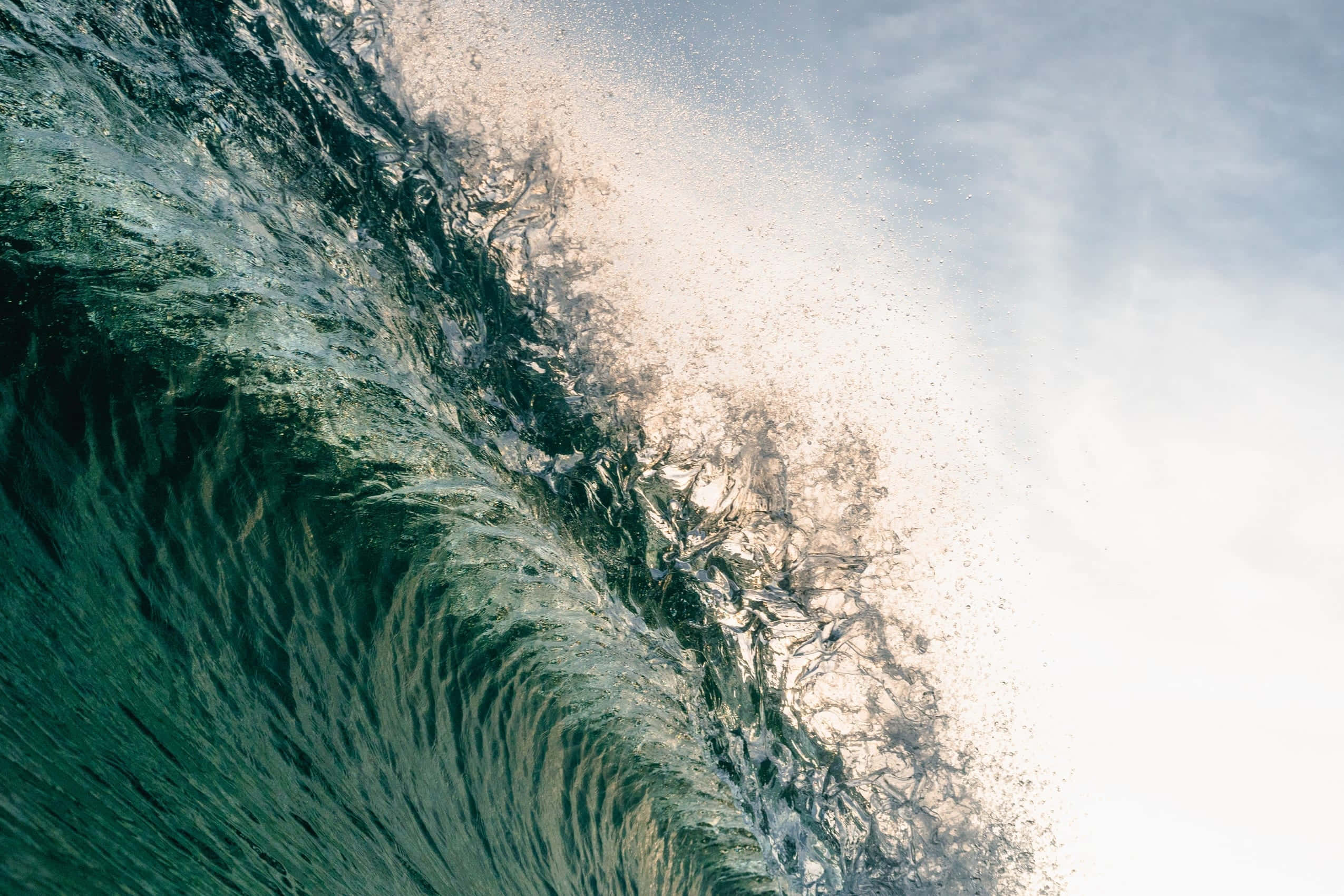 tsunami wave, breaking near the shore, frothy white spray, Full HD Desktop Wallpaper