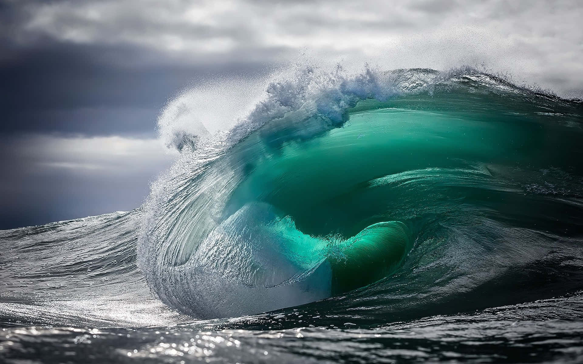 tsunami wave, turquoise ocean wave, barrel, Full HD Desktop Wallpaper