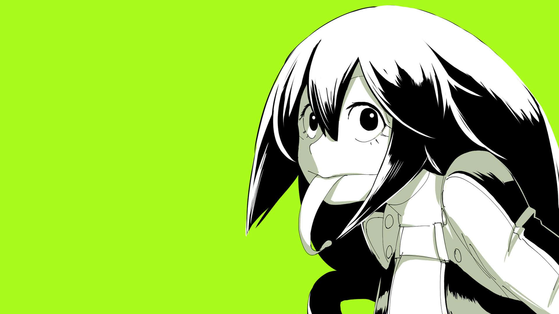 Tsuyu Asui, black and white hair, long tongue, Full HD Desktop Wallpaper