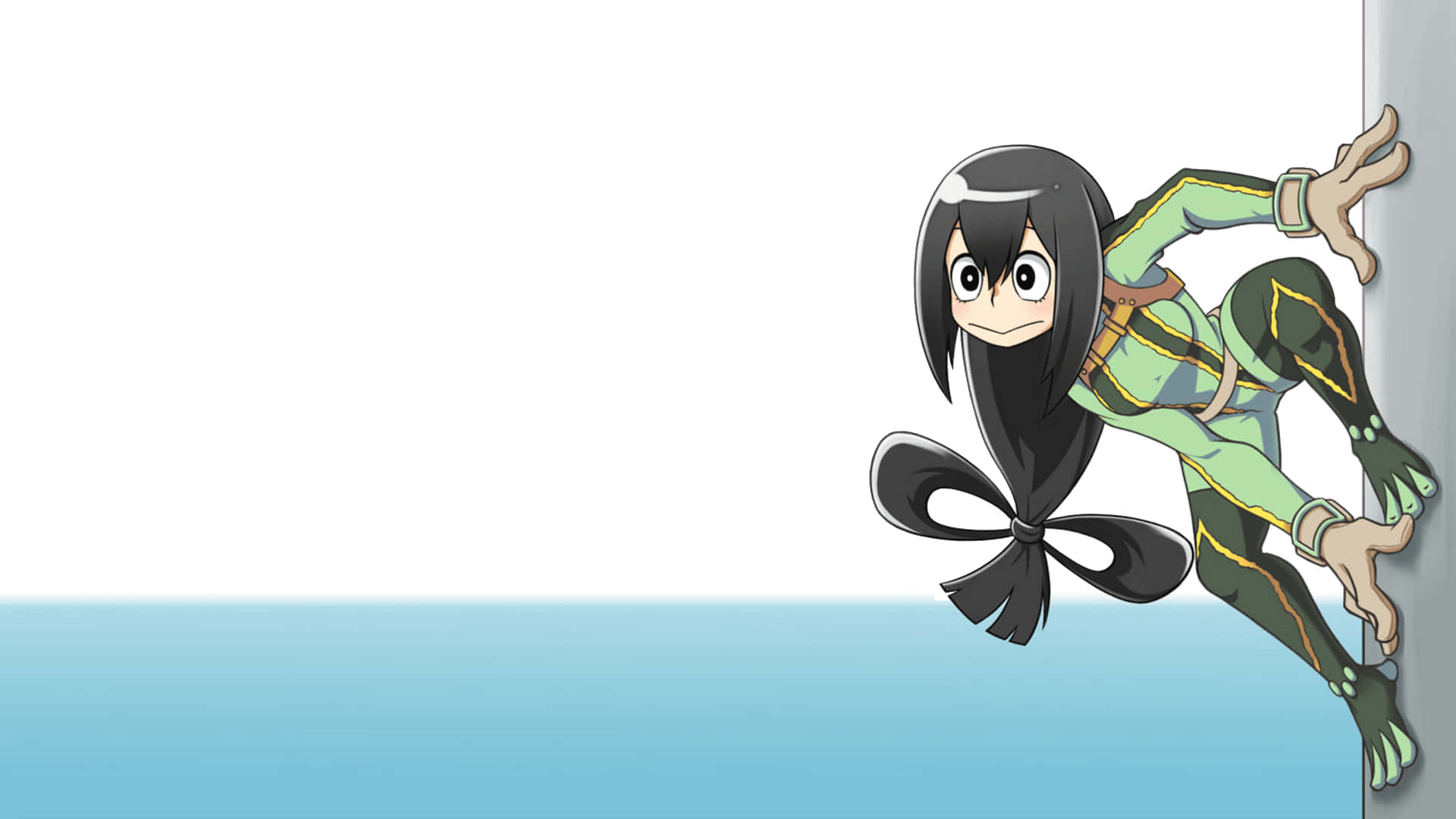 Tsuyu Asui, black hair, green outfit, Full HD Desktop Wallpaper