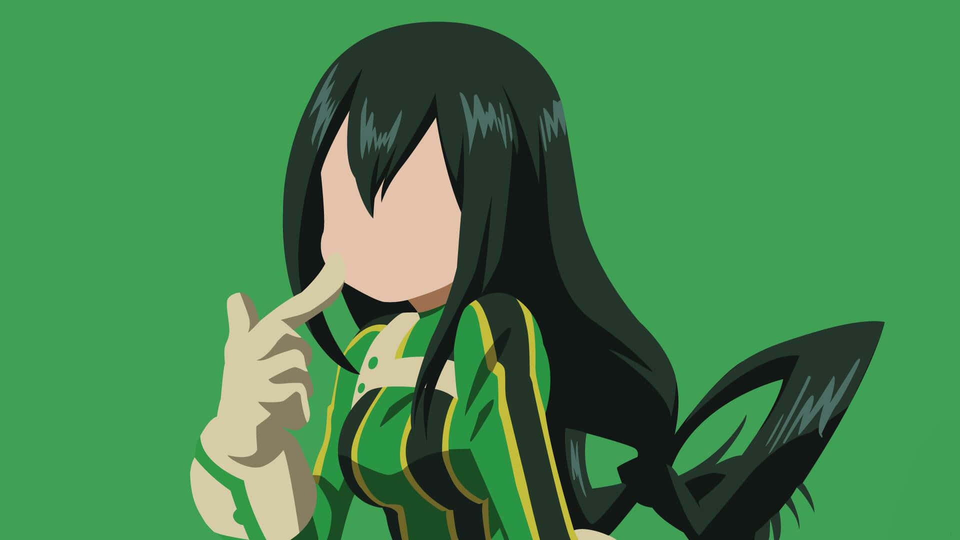 Tsuyu Asui, black hair, green outfit, Full HD Desktop Wallpaper