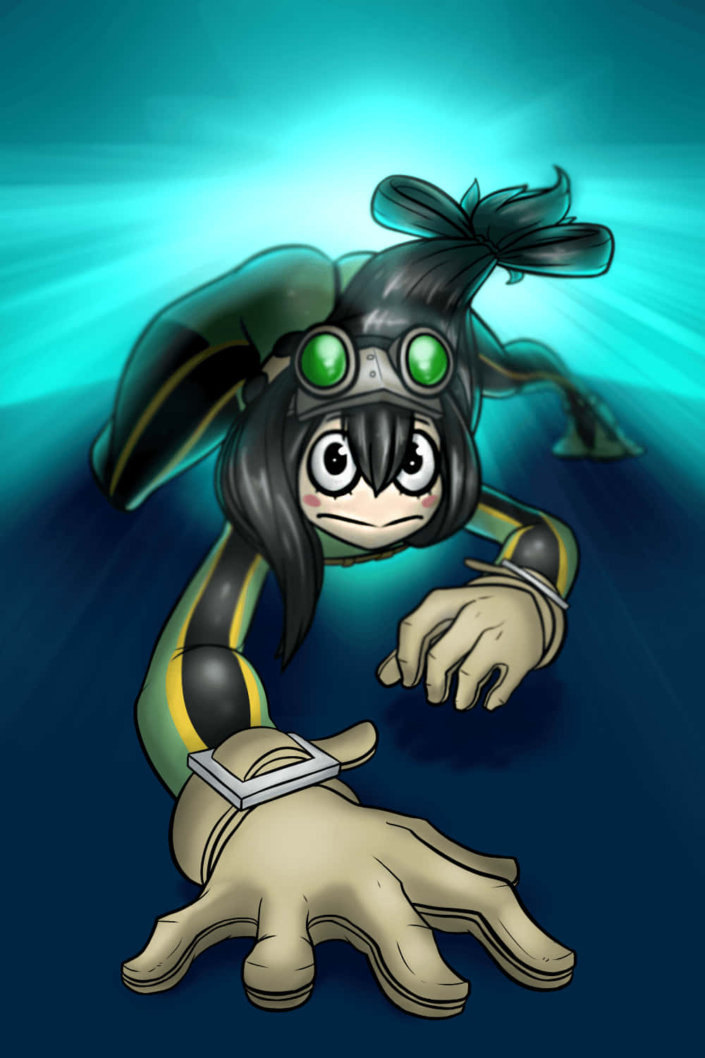 Tsuyu Asui, diving suit, glowing green goggles, HD Phone Wallpaper