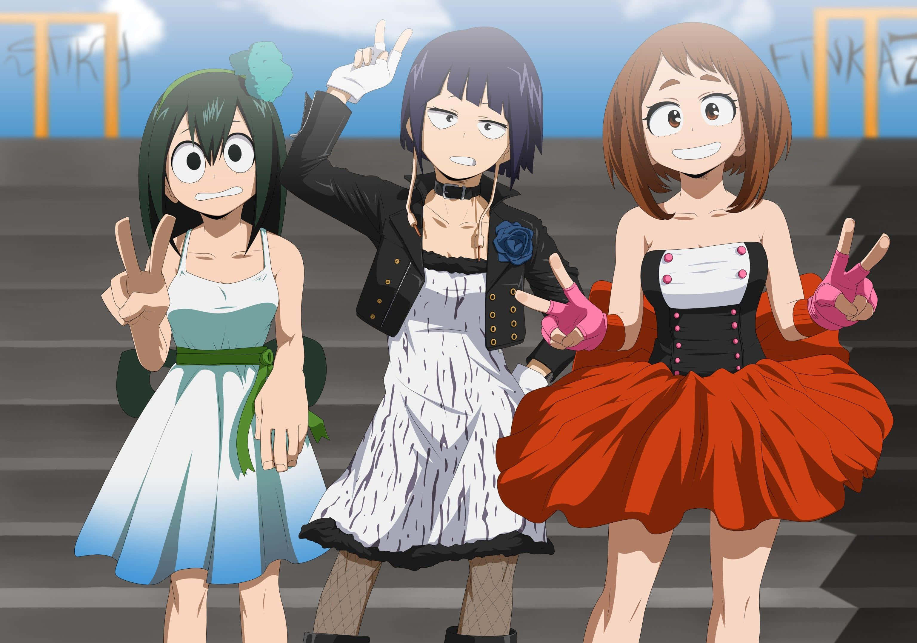 Tsuyu Asui, anime girls, colorful dresses, 2K Desktop Wallpaper