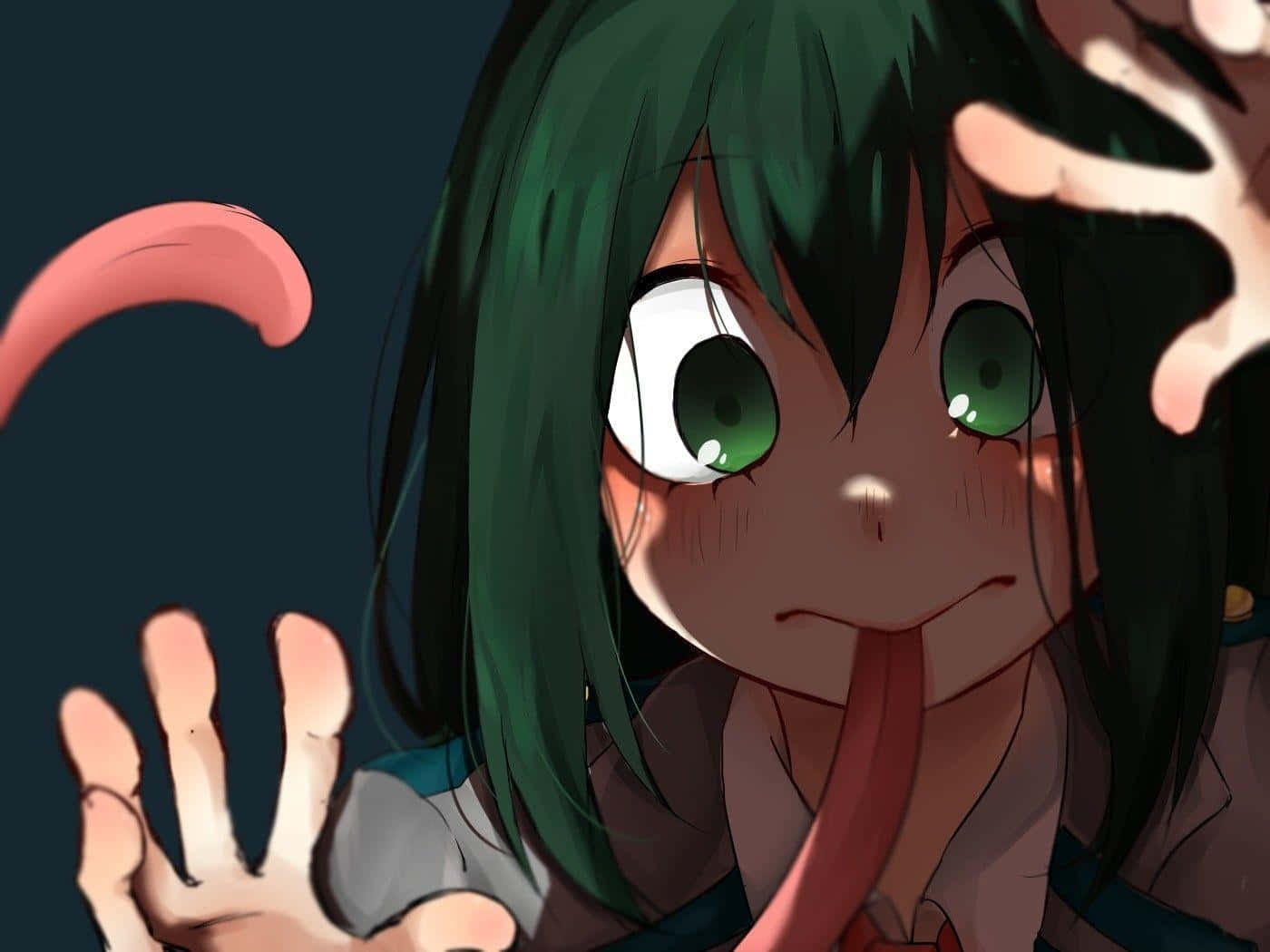 Tsuyu Asui, green-haired, wide eyes, HD Desktop Wallpaper