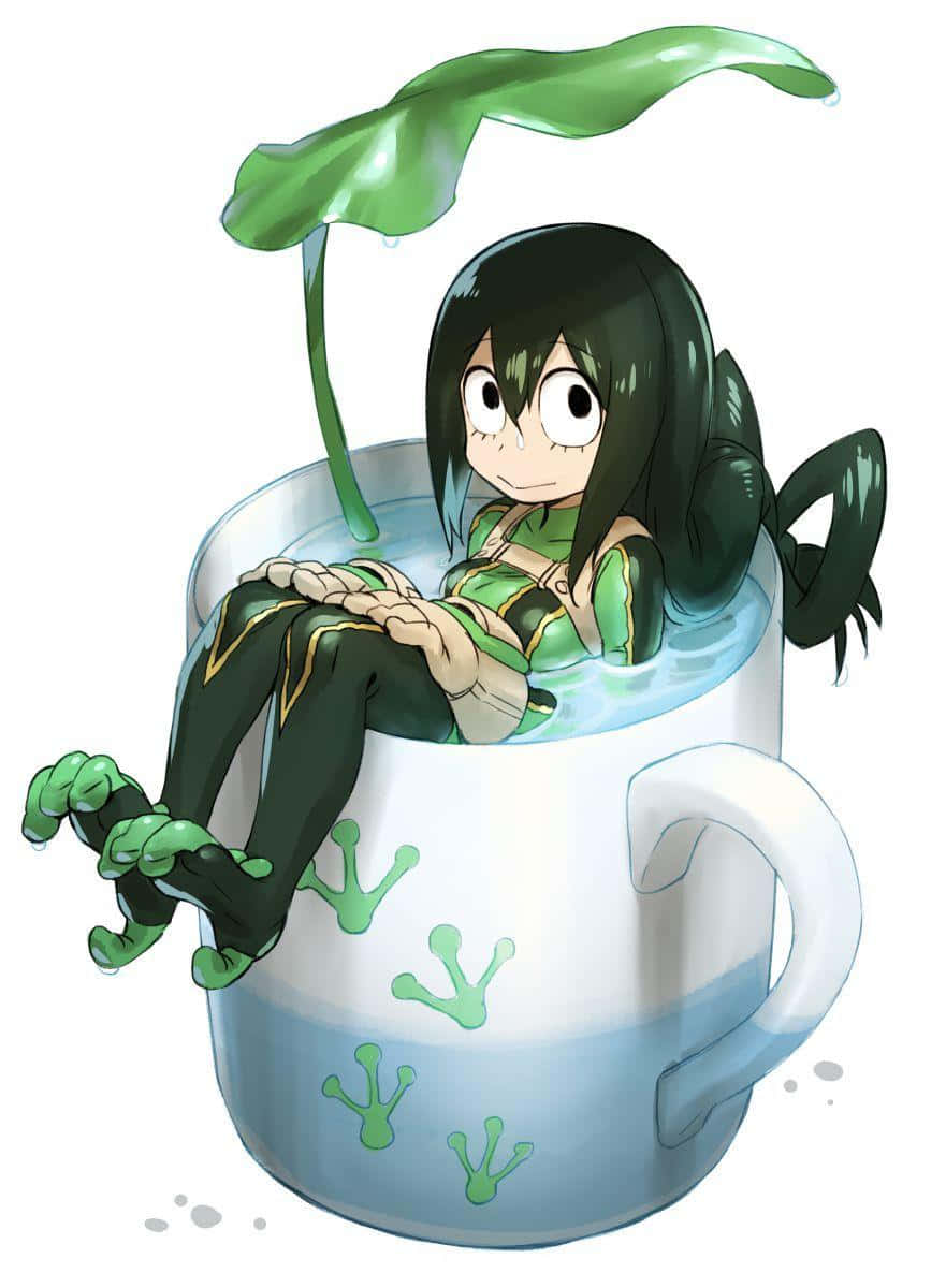 Tsuyu Asui, giant mug, water, SD Phone Wallpaper
