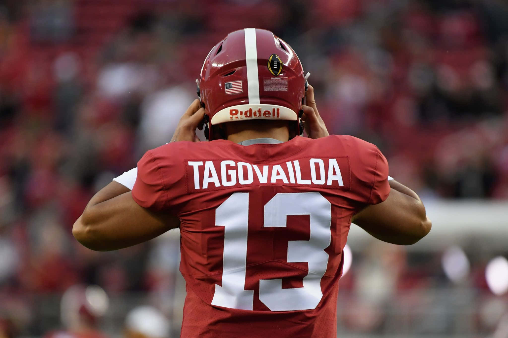 Tua Tagovailoa, red jersey, number 13, Full HD Desktop Wallpaper