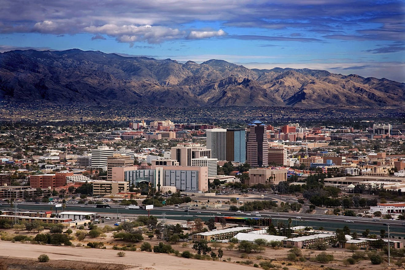 Tucson, mountains, desert cityscape, HD Desktop Wallpaper