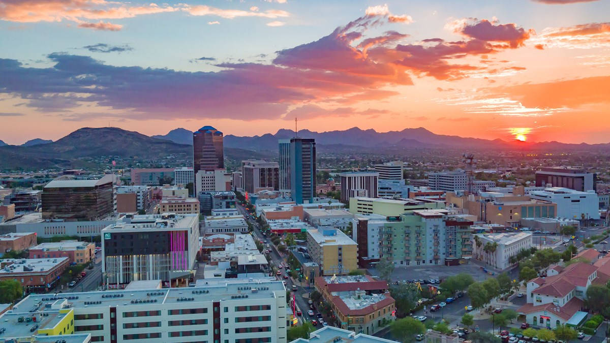 Tucson, sunset, modern buildings, SD Desktop Wallpaper