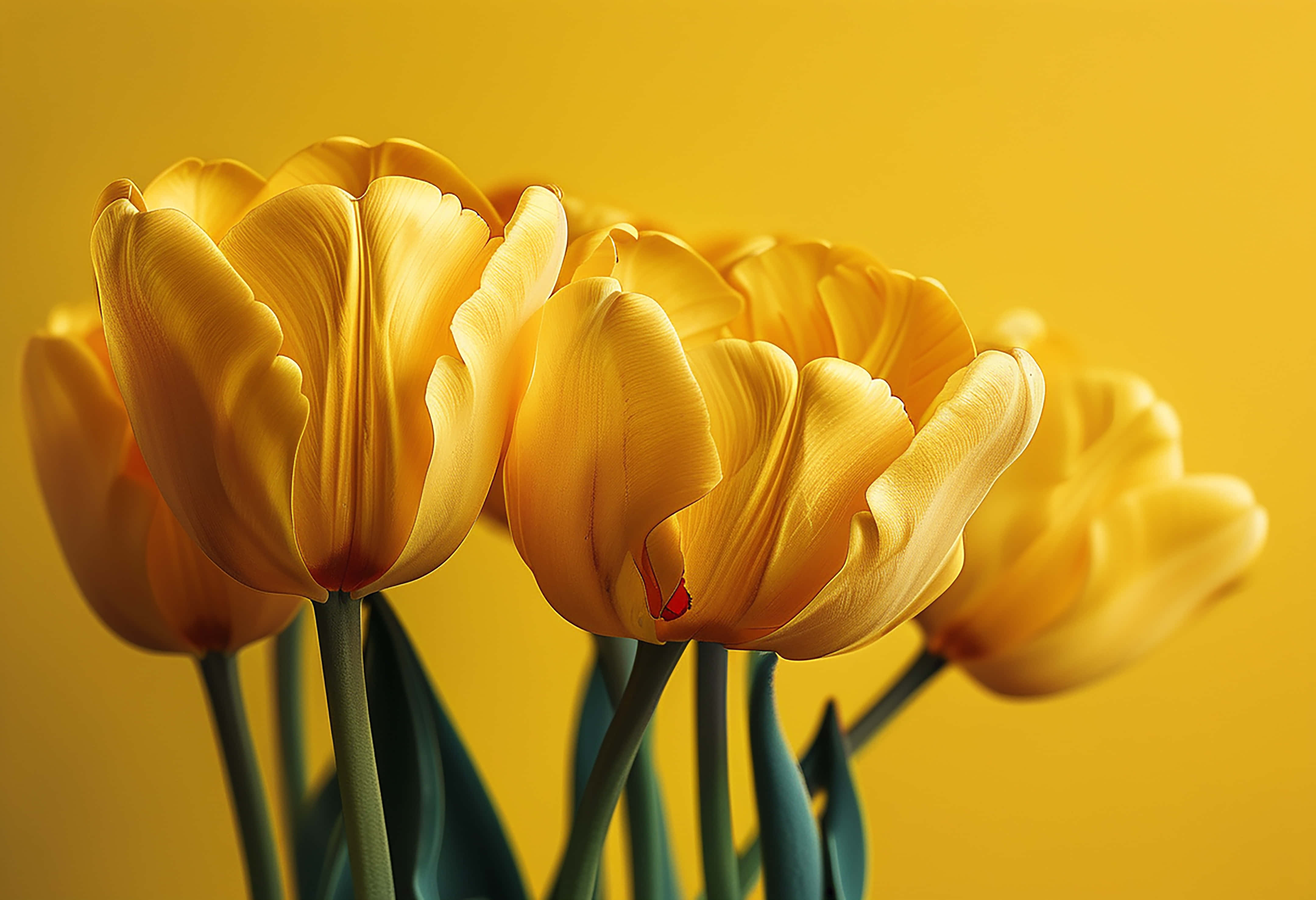 bright yellow tulip, raindrops, vibrant yellow tulips, 4K Desktop Wallpaper