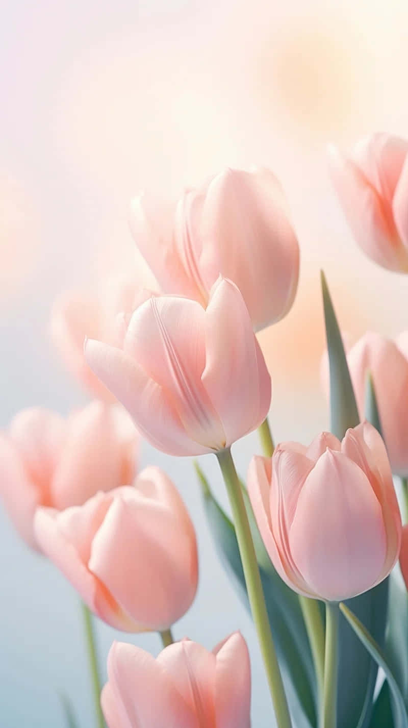 pastel tulips, soft glow, soft pink tulips, HD Phone Wallpaper