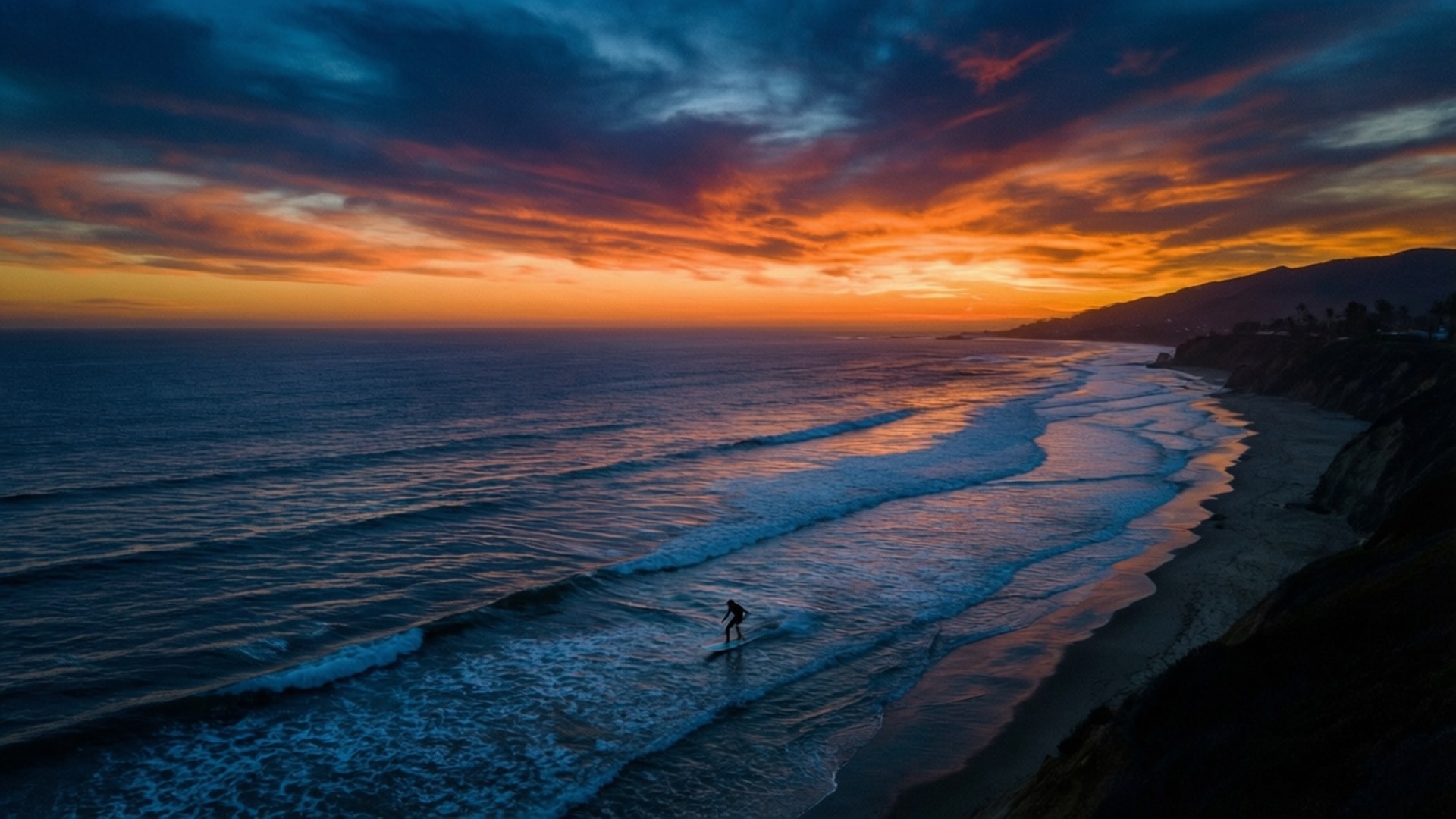 California coast, dusk, cinematic, Full HD Desktop Wallpaper