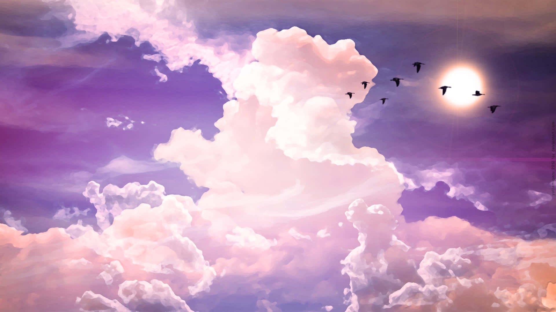 Tumblr Laptop, Purple Aesthetic, Pink and purple clouds, Full HD Desktop Wallpaper