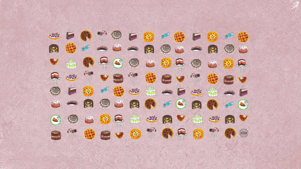 fun food pattern, colorful illustrated desserts, cakes, SD Desktop Wallpaper