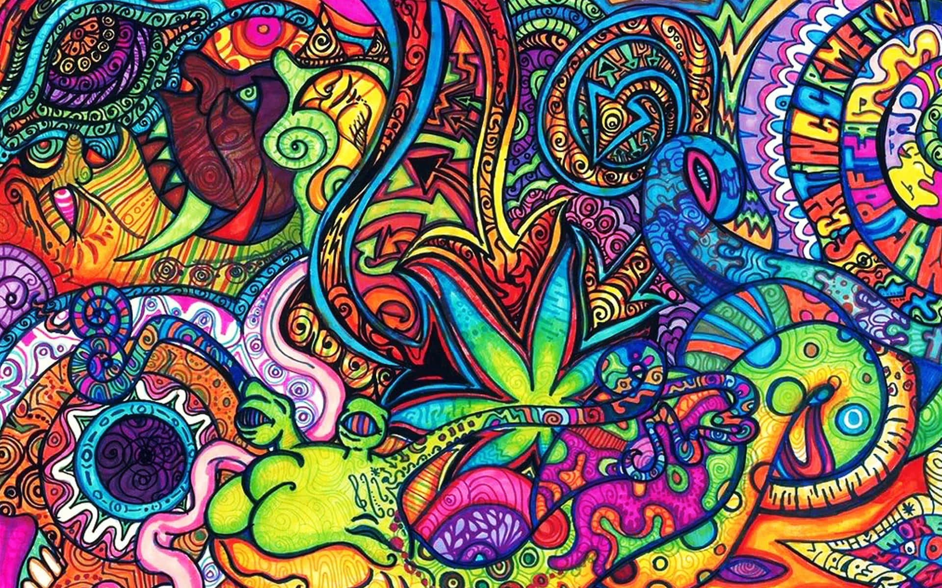 Tumblr Laptop, psychedelic artwork, swirling patterns, Full HD Desktop Wallpaper