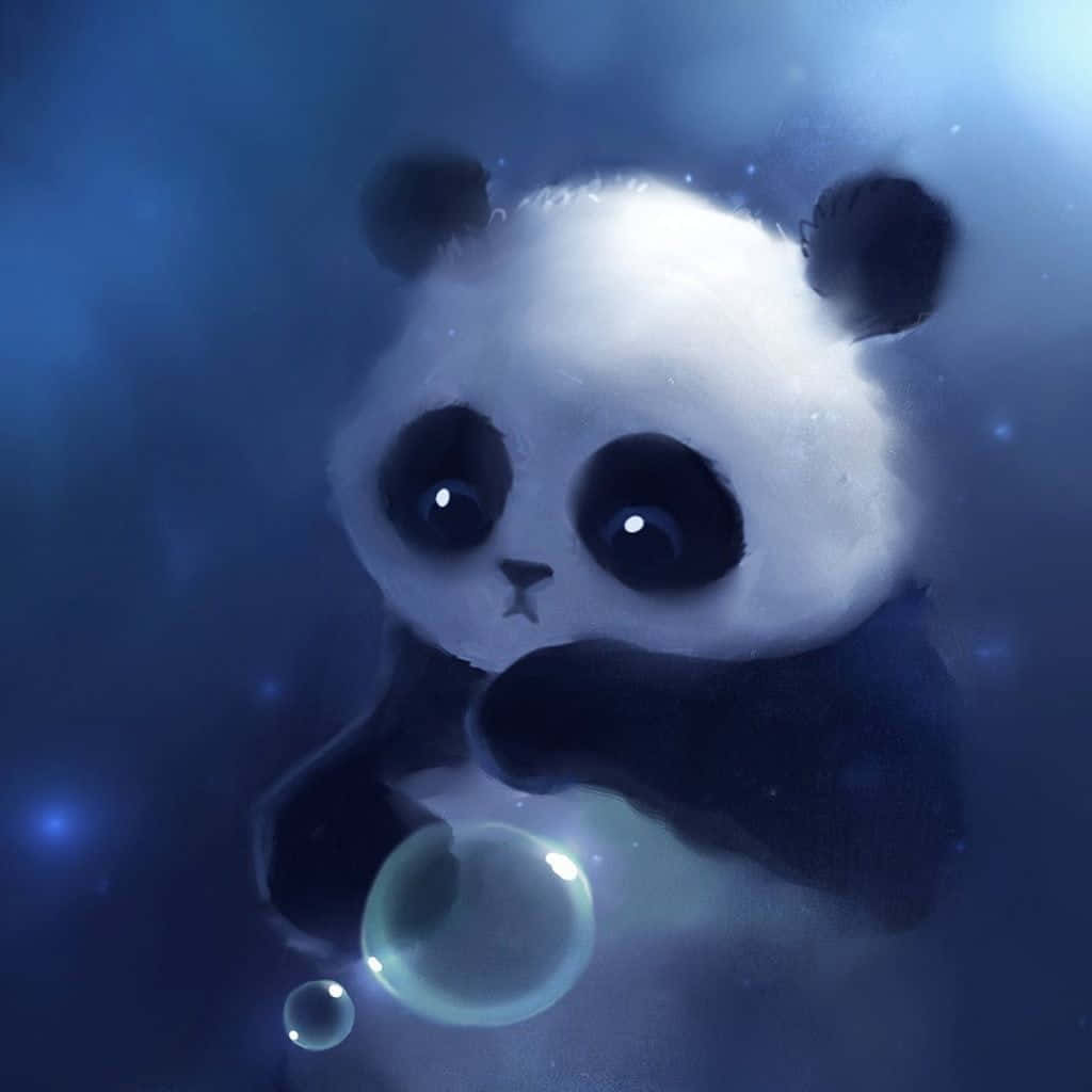 Tumblr iPad, panda, glowing bubble, SD Desktop Wallpaper