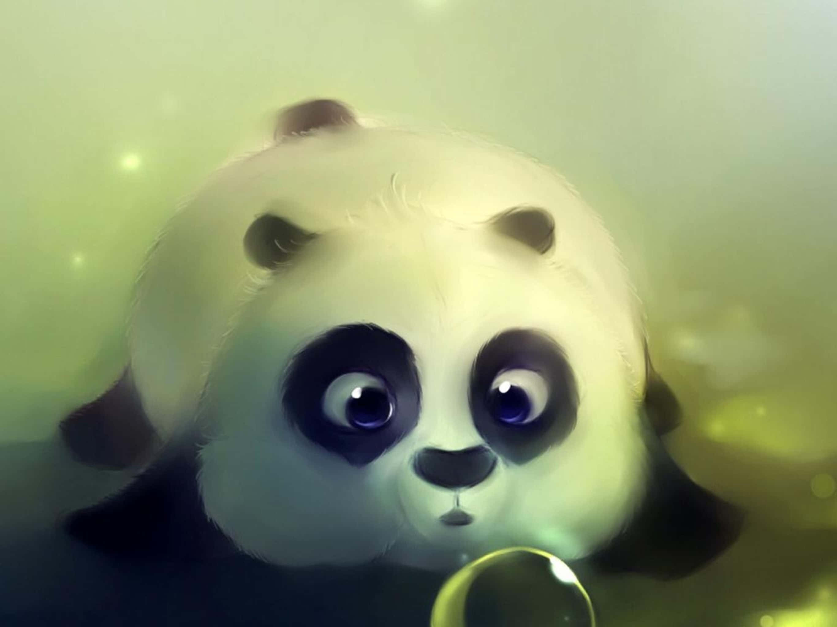 Tumblr iPad, cartoon panda, big blue eyes, 2K Desktop Wallpaper