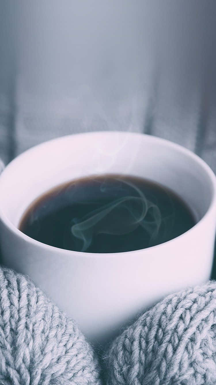 cozy winter tumblr, steaming white mug, dark coffee, HD Phone Wallpaper