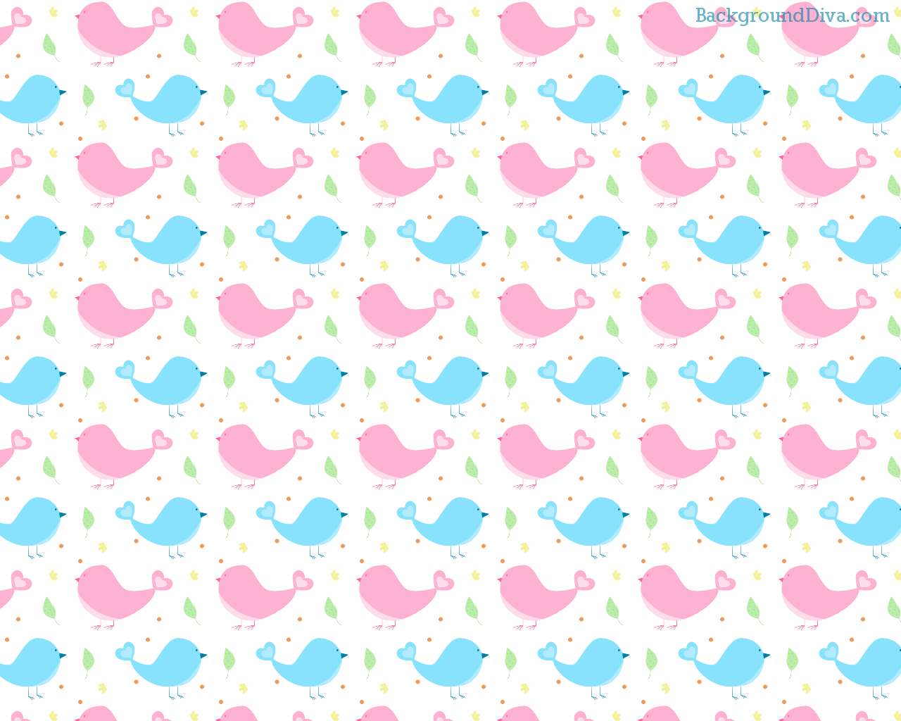 tumblr pattern, pink and blue cartoon birds, heart tails, HD Desktop Wallpaper