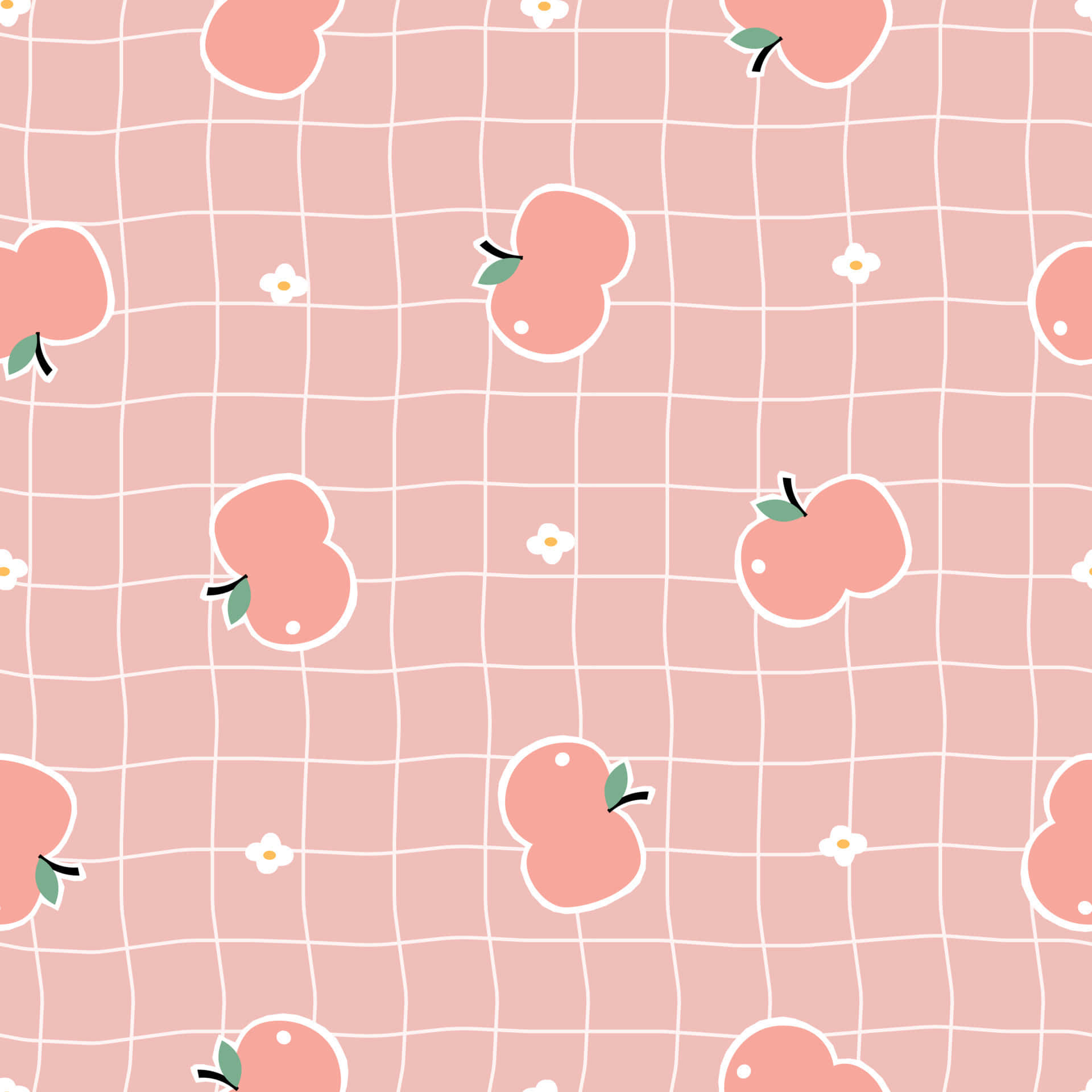 tumblr pattern, pink peach illustrations, white outlines, Full HD Desktop Wallpaper