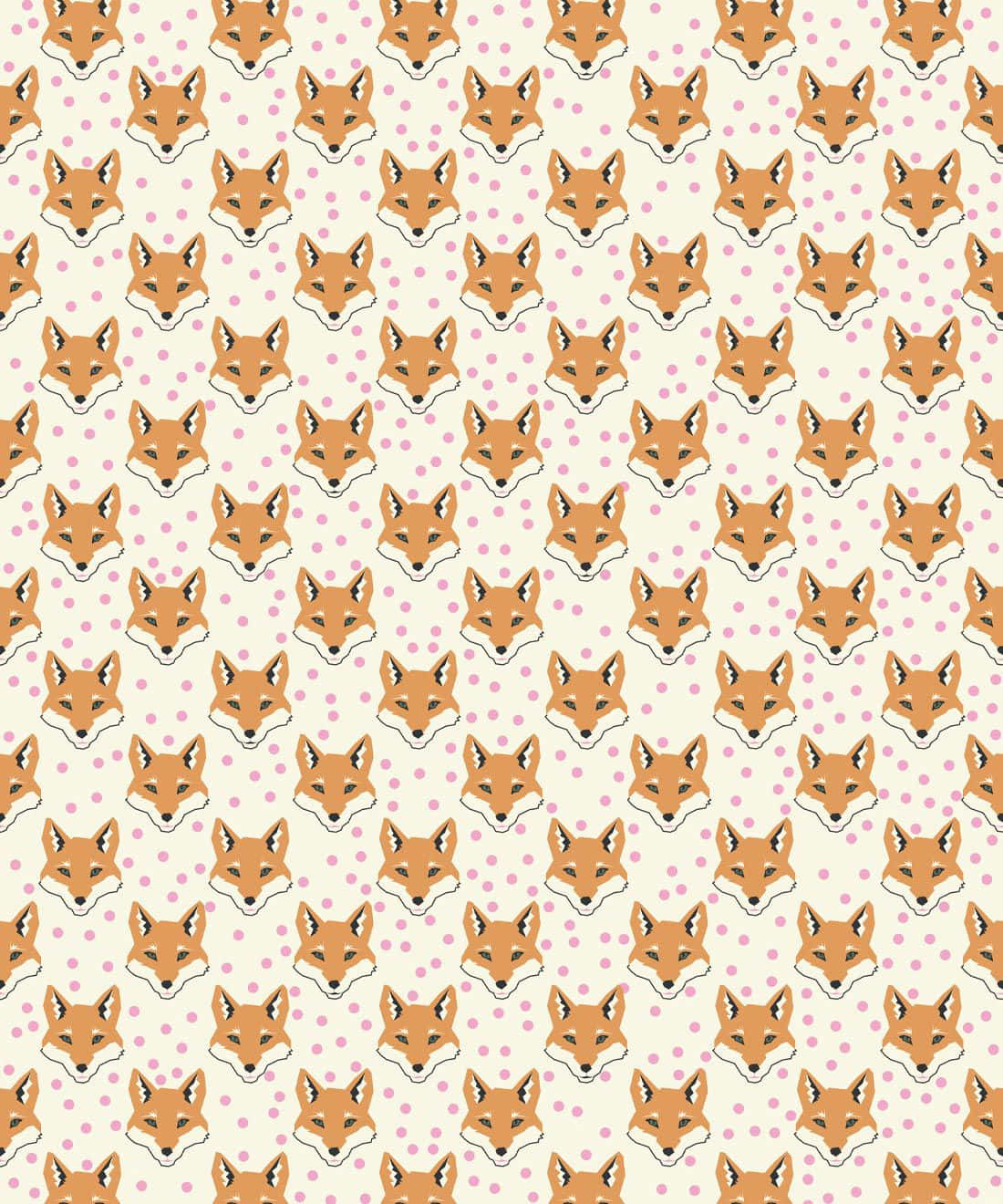Tumblr Pattern, cute fox faces, pink polka dot background, HD Phone Wallpaper