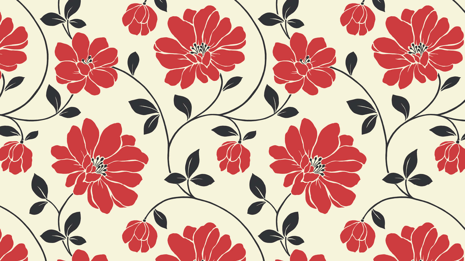 red, black, floral, Full HD Desktop Wallpaper