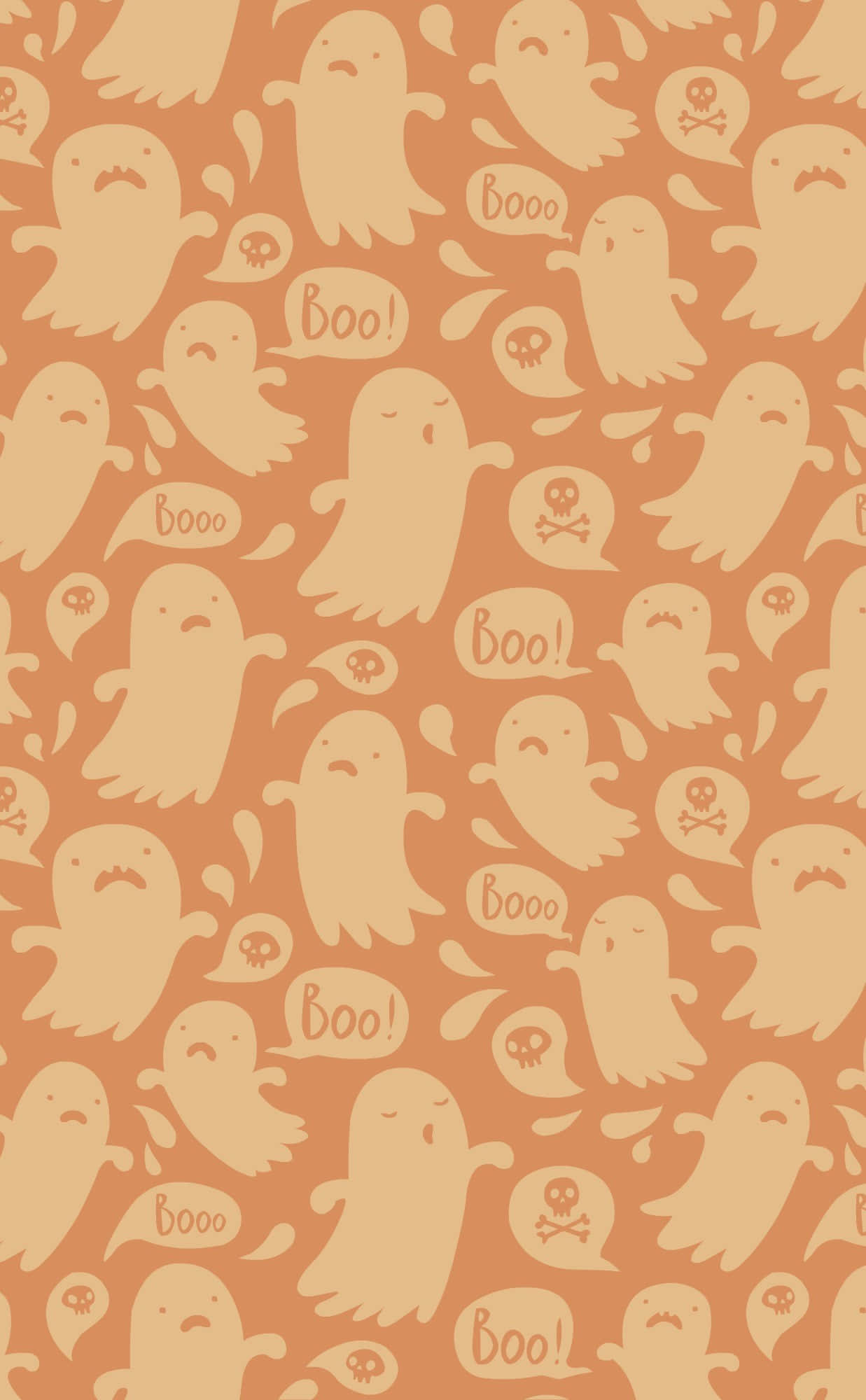 beige ghosts, boo speech bubbles, skulls, Full HD Phone Wallpaper