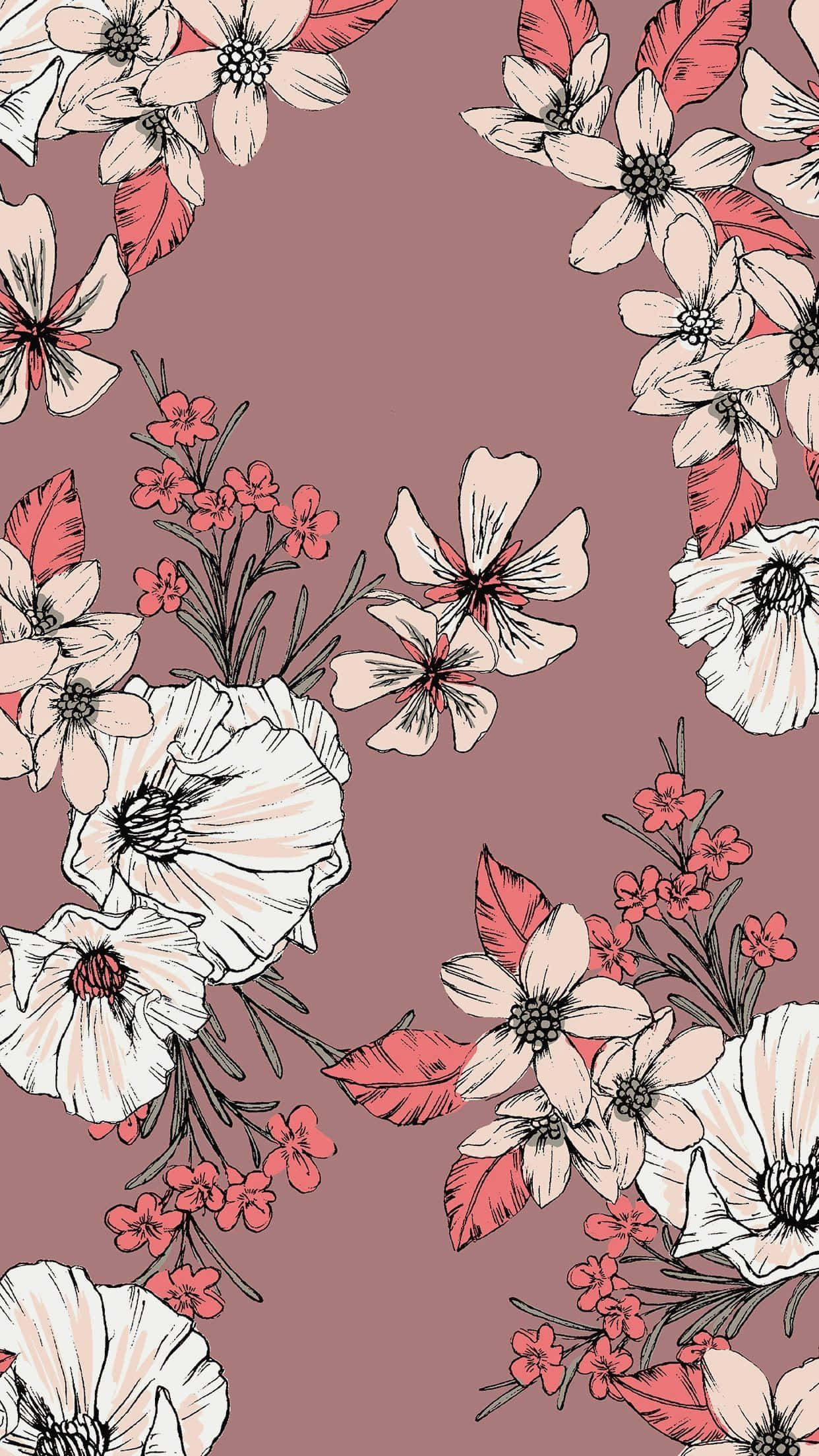 Tumblr Phone, floral pattern, white blossoms, Full HD Phone Wallpaper